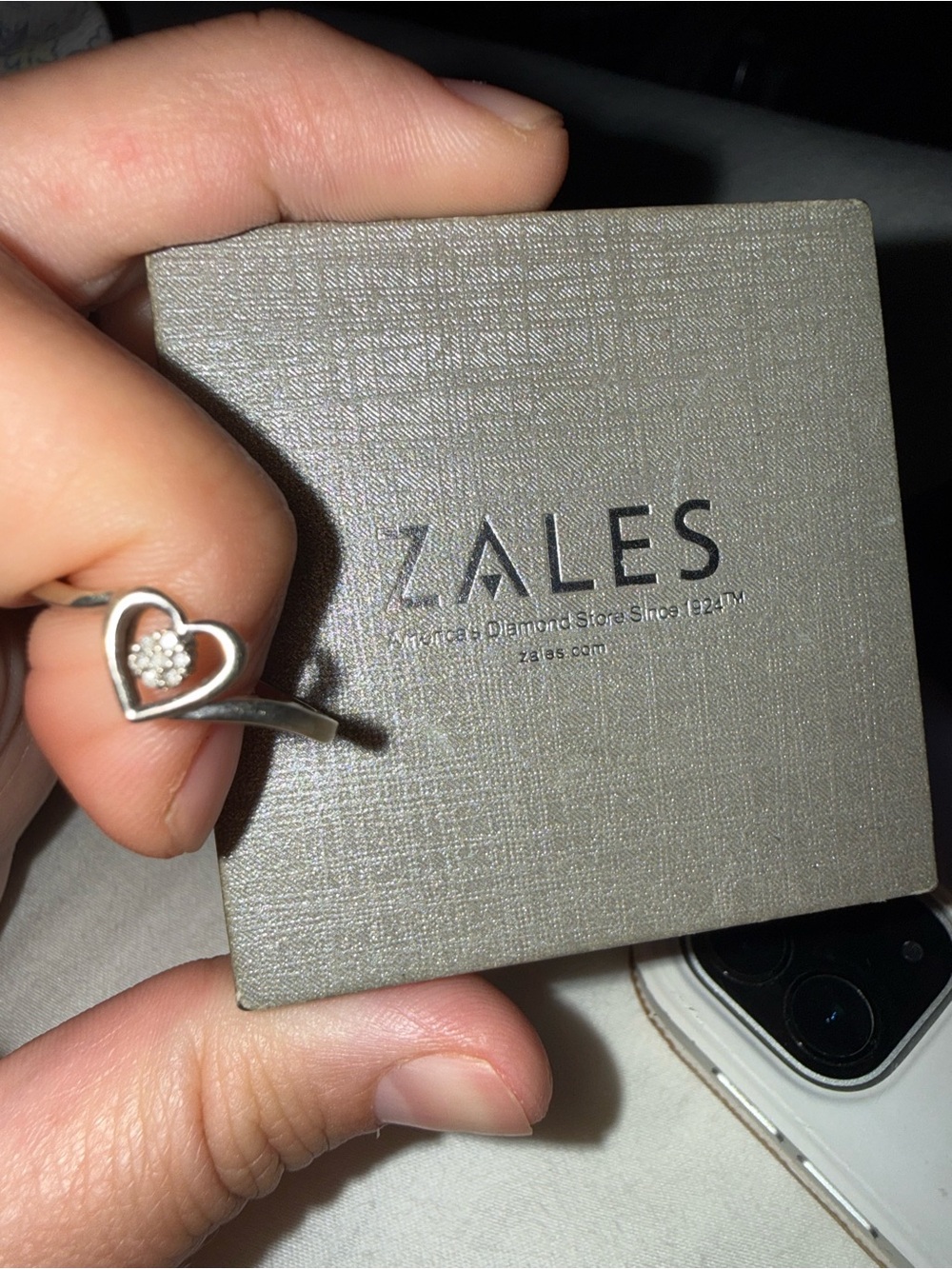 Zales Heart Ring with Diamond Cluster 10k